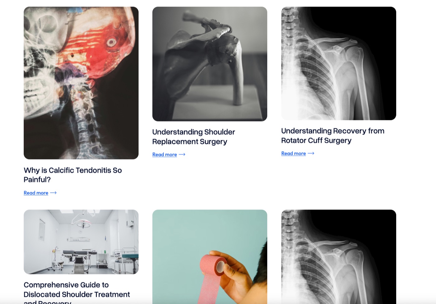 Published patient articles on a client site
