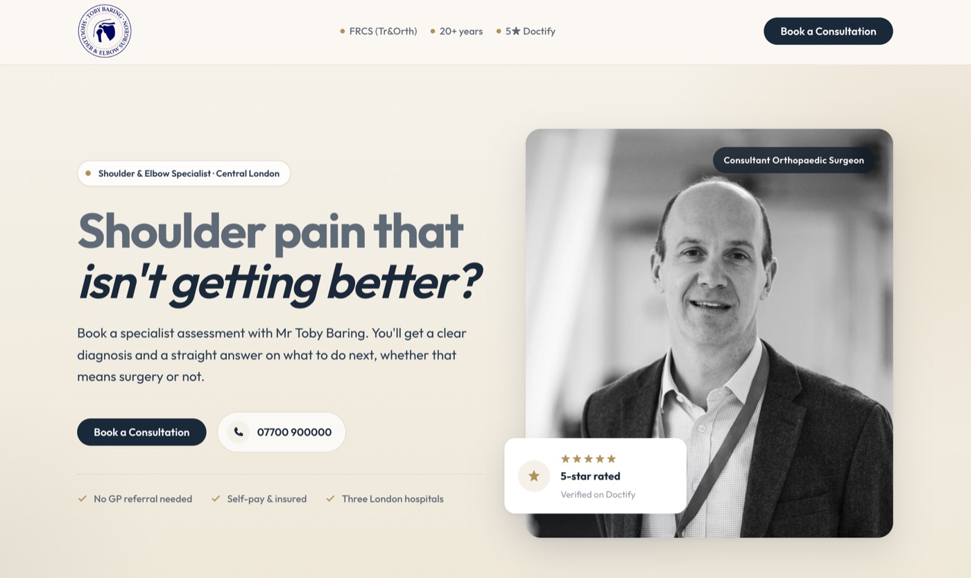 A paid campaign landing page for Mr Baring